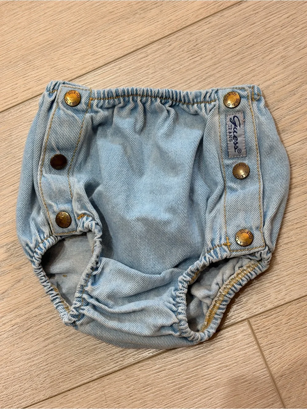 Vintage Guess Denim Light Blue Elastic Waist Bloomers Diaper Cover